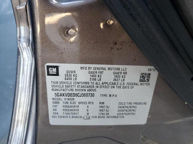Photo 10 from auction – 2012 BUICK ENCLAVE with VIN 5GAKVDED8CJ360730