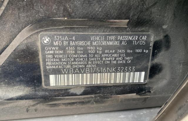 Photo 10 from auction – 2006 BMW 325 I AUTO with VIN WBAVB17516NK32333