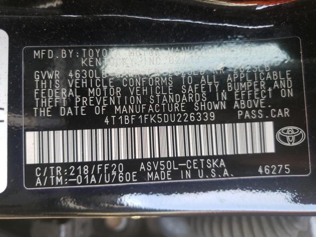 Photo 10 from auction – 2013 TOYOTA CAMRY L with VIN 4T1BF1FK5DU226339