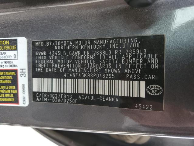 Photo 10 from auction – 2008 TOYOTA CAMRY CE with VIN 4T4BE46K98R046295