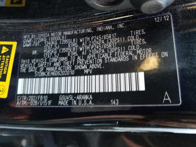 Photo 10 from auction – 2013 TOYOTA HIGHLANDER with VIN 5TDBK3EH6DS202010
