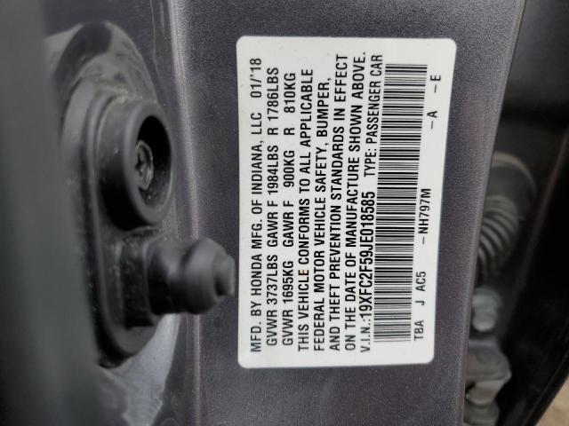 Photo 10 from auction – 2018 HONDA CIVIC LX with VIN 19XFC2F59JE018585
