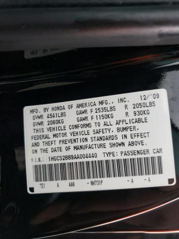 Photo 10 from auction – 2010 HONDA ACCORD EXL with VIN 1HGCS2B89AA004440