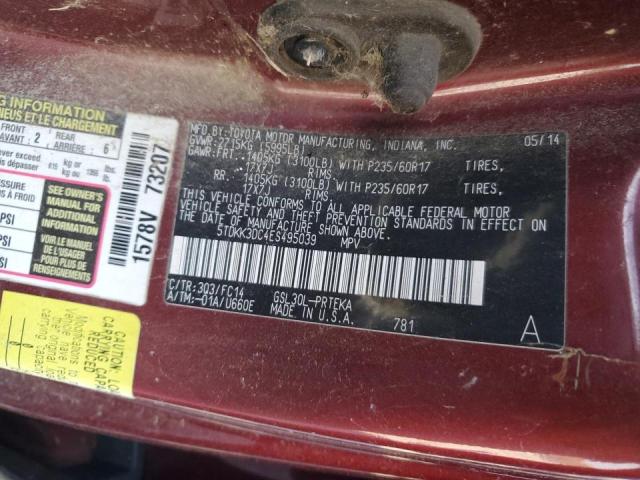 Photo 10 from auction – 2014 TOYOTA SIENNA LE with VIN 5TDKK3DC4ES495039