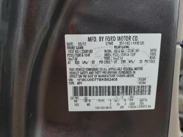 Photo 10 from auction – 2011 FORD ESCAPE XLT with VIN 1FMCU0D77BKB82405