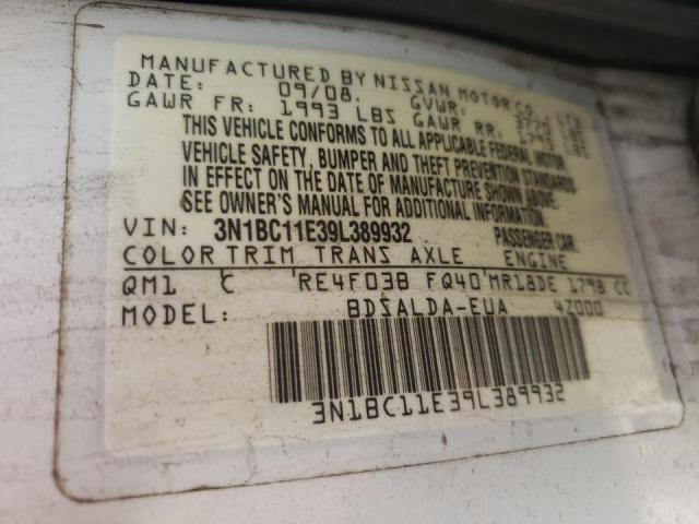 Photo 10 from auction – 2009 NISSAN VERSA S with VIN 3N1BC11E39L389932