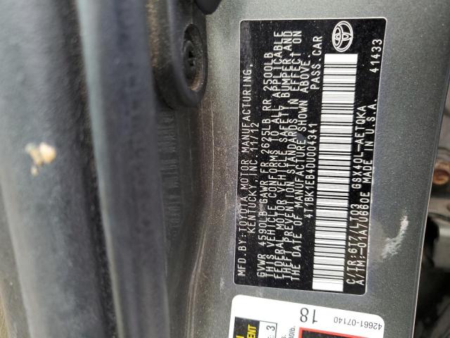 Photo 10 from auction – 2013 TOYOTA AVALON BAS with VIN 4T1BK1EB4DU004341