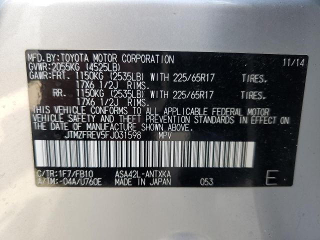 Photo 10 from auction – 2015 TOYOTA RAV4 LE with VIN JTMZFREV5FJ031598