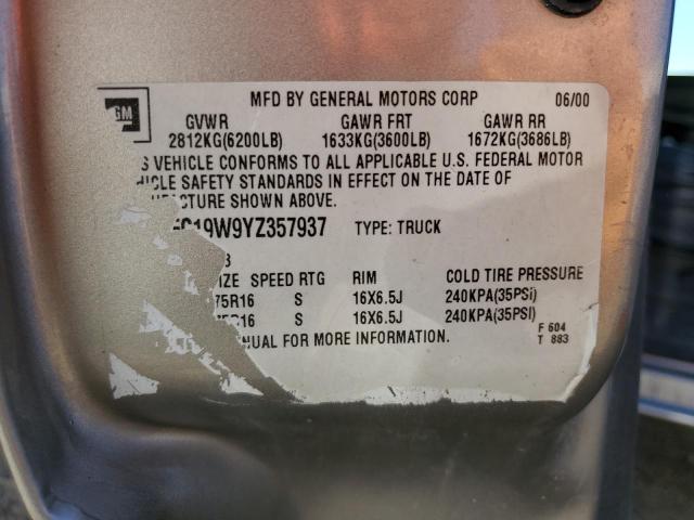Photo 10 from auction – 2000 CHEVROLET SILVERADO with VIN 1GCEC19W9YZ357937