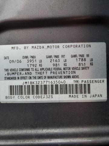 Photo 10 from auction – 2007 MAZDA 3 S with VIN JM1BK323771635040