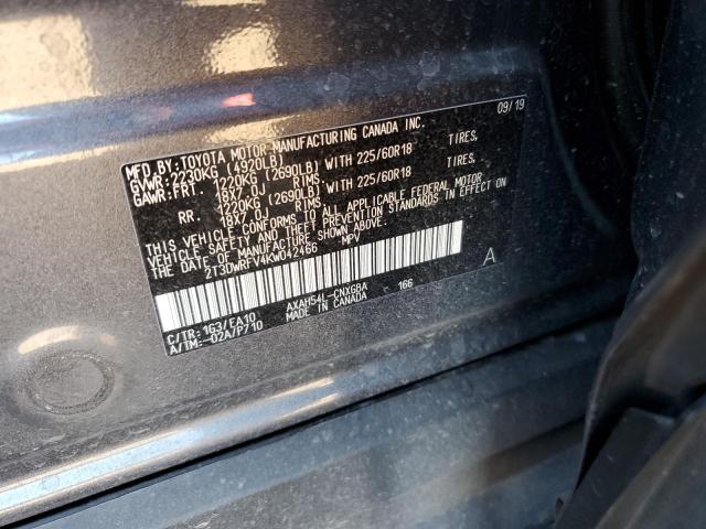 Photo 10 from auction – 2019 TOYOTA RAV4 LIMIT with VIN 2T3DWRFV4KW042466