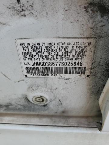 Photo 10 from auction – 2007 HONDA FIT S with VIN JHMGD38677S025648
