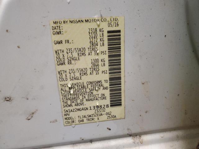 Photo 10 from auction – 2016 NISSAN MURANO S with VIN 5N1AZ2MG4GN139828