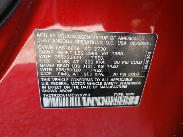 Photo 10 from auction – 2021 VOLKSWAGEN 25606 with VIN 1V2TR2CA1MC529253