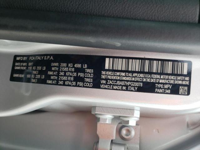 Photo 10 from auction – 2017 JEEP RENEGADE S with VIN ZACCJBAB7HPG20078