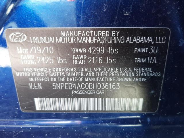Photo 10 from auction – 2011 HYUNDAI SONATA GLS with VIN 5NPEB4AC0BH036163