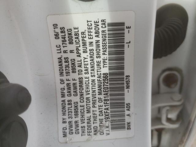 Photo 10 from auction – 2010 HONDA CIVIC EX with VIN 19XFA1F81AE072568