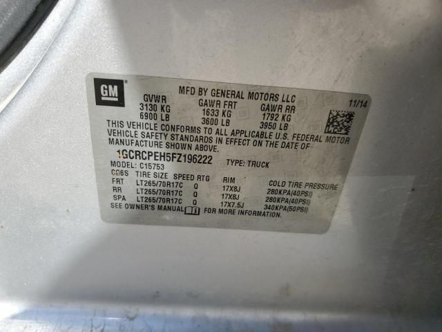 Photo 10 from auction – 2015 CHEVROLET SILVERADO with VIN 1GCRCPEH5FZ196222