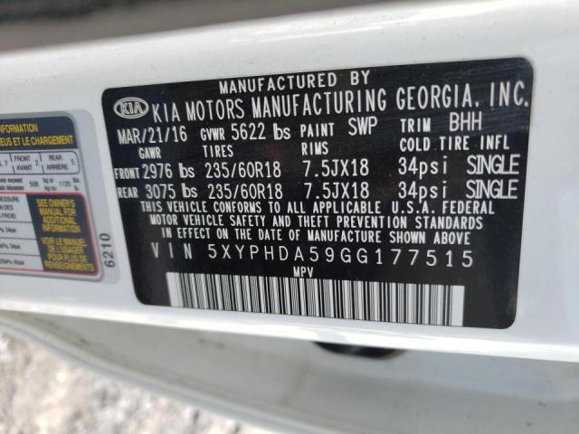 Photo 10 from auction – 2016 KIA SORENTO EX with VIN 5XYPHDA59GG177515