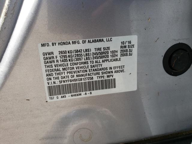 Photo 10 from auction – 2016 HONDA PILOT with VIN 5FNYF6H9XGB127258