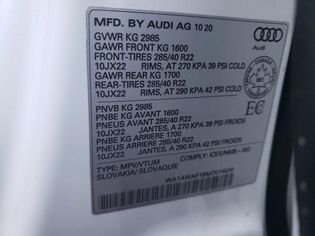 Photo 10 from auction – 2021 AUDI SQ8 PREMIU with VIN WA1AWAF19MD014030