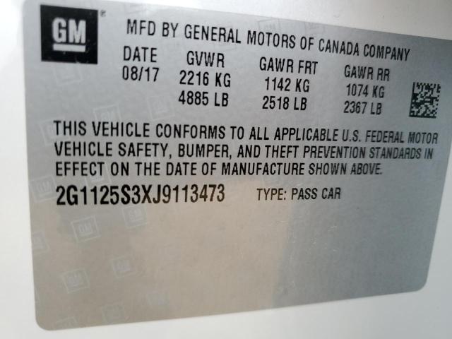 Photo 10 from auction – 2018 CHEVROLET IMPALA PRE with VIN 2G1125S3XJ9113473