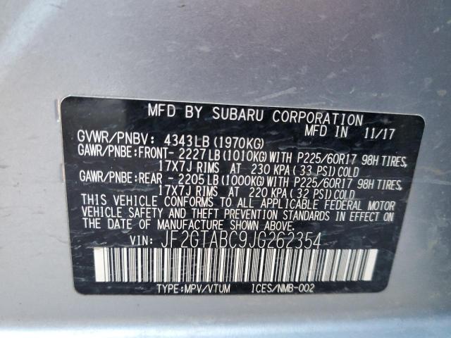 Photo 10 from auction – 2018 SUBARU CROSSTREK with VIN JF2GTABC9JG262354