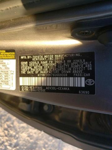 Photo 10 from auction – 2006 TOYOTA CAMRY LE with VIN 4T1BE32K76U669308