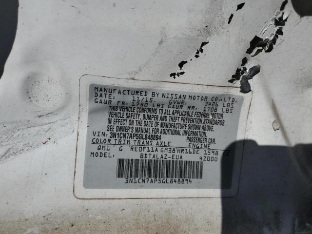 Photo 10 from auction – 2016 NISSAN VERSA S with VIN 3N1CN7AP5GL848894