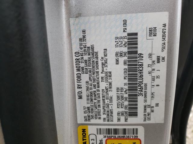 Photo 10 from auction – 2017 FORD FUSION SE with VIN 3FA6P0LU6HR387109