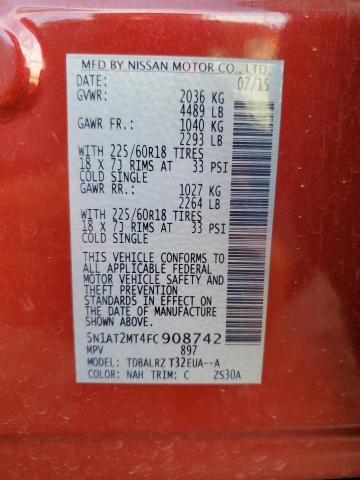 Photo 10 from auction – 2015 NISSAN ROGUE S with VIN 5N1AT2MT4FC908742