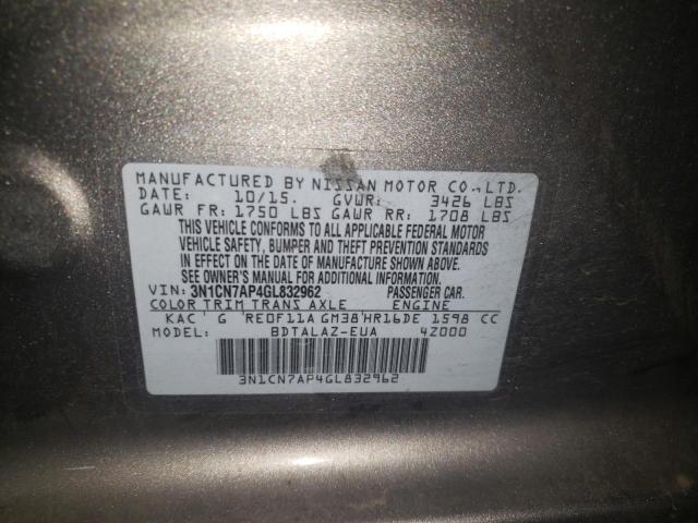 Photo 10 from auction – 2016 NISSAN VERSA S with VIN 3N1CN7AP4GL832962