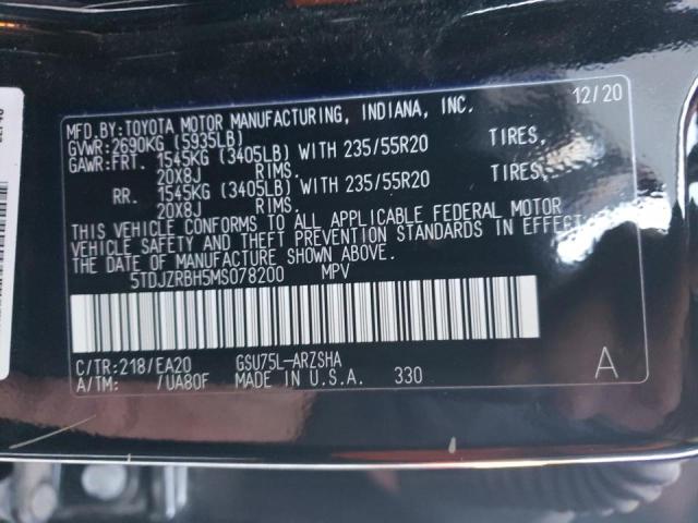 Photo 10 from auction – 2021 TOYOTA HIGHLANDER with VIN 5TDJZRBH5MS078200