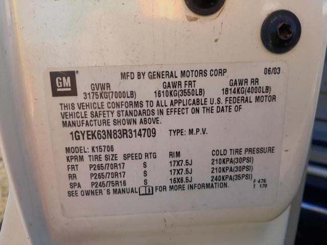 Photo 10 from auction – 2003 CADILLAC ESCALADE L with VIN 1GYEK63N83R314709