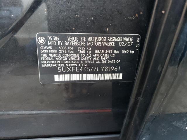 Photo 10 from auction – 2007 BMW X5 3.0I with VIN 5UXFE43577LY81961