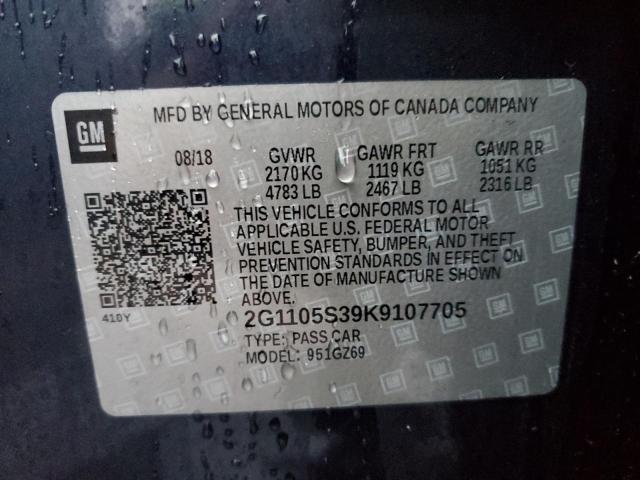 Photo 10 from auction – 2019 CHEVROLET IMPALA PRE with VIN 2G1105S39K9107705
