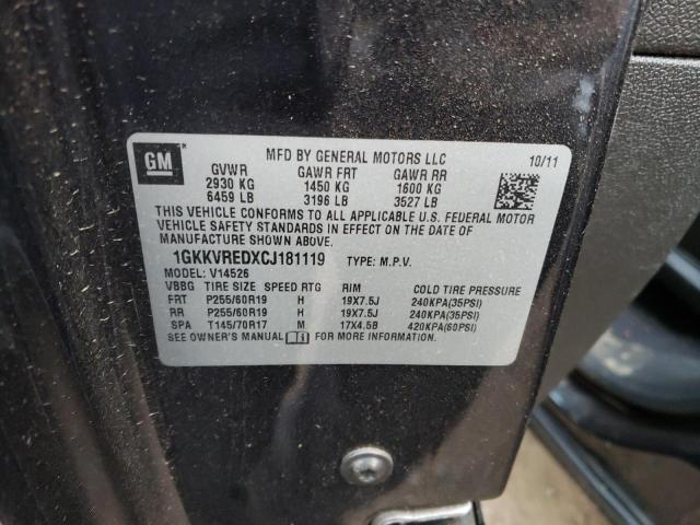 Photo 10 from auction – 2012 GMC ACADIA SLT with VIN 1GKKVREDXCJ181119