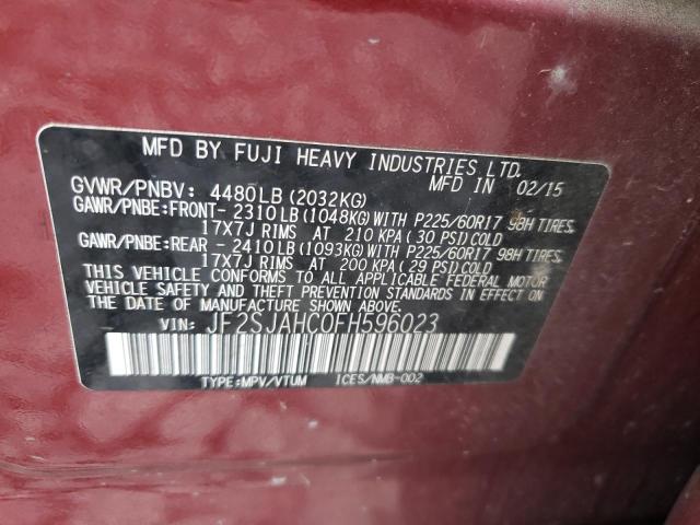 Zdjęcie 10 z aukcji – 2015 SUBARU FORESTER 2 z VIN JF2SJAHC0FH596023