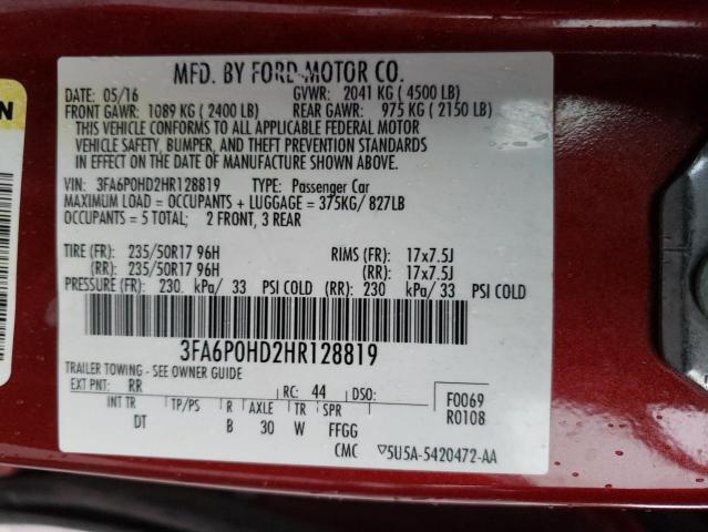 Photo 10 from auction – 2017 FORD FUSION SE with VIN 3FA6P0HD2HR128819
