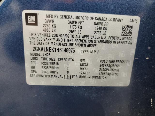 Photo 10 from auction – 2017 GMC TERRAIN SL with VIN 2GKALNEK1H6148975