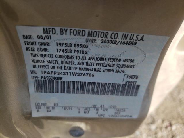 Photo 10 from auction – 2001 FORD FOCUS SE with VIN 1FAFP34311W376786