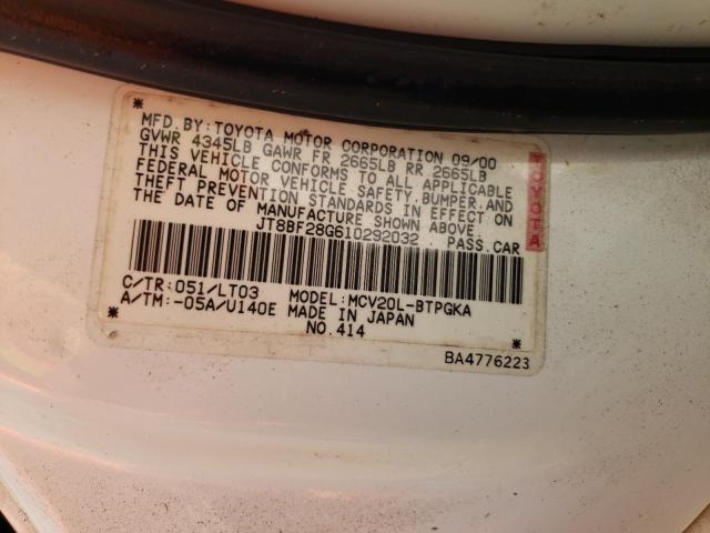Photo 10 from auction – 2001 LEXUS ES 300 with VIN JT8BF28G610292032