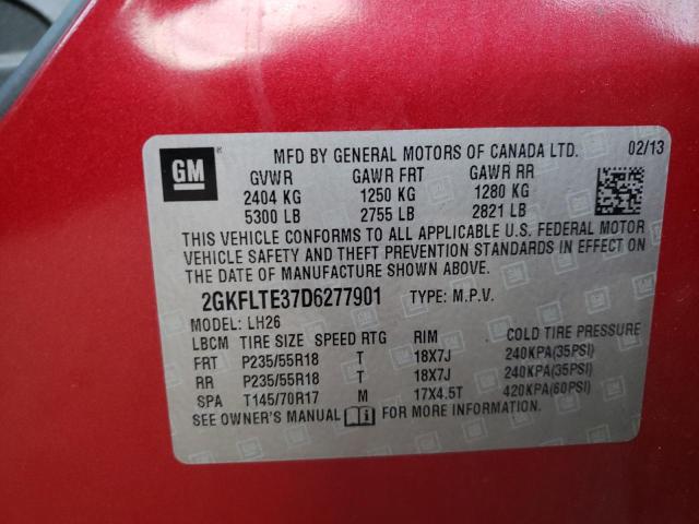 Photo 10 from auction – 2013 GMC TERRAIN SL with VIN 2GKFLTE37D6277901