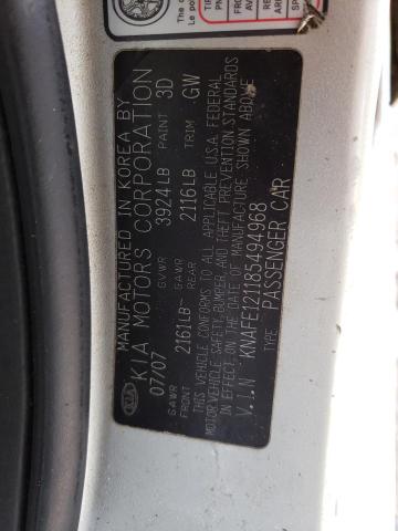 Photo 10 from auction – 2008 KIA SPECTRA EX with VIN KNAFE121185494968
