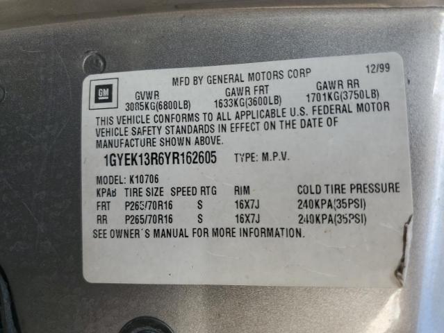 Photo 10 from auction – 2000 CADILLAC ESCALADE with VIN 1GYEK13R6YR162605