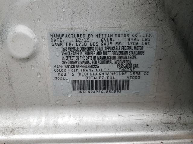 Photo 10 from auction – 2016 NISSAN VERSA S with VIN 3N1CN7AP5GL850225