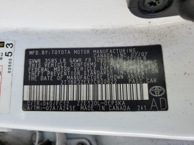Foto 10 de la subasta – 2007 TOYOTA COROLLA CE con VIN 2T1BR32EX7C800622