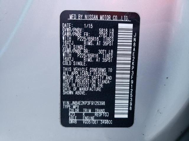 Photo 10 from auction – 2015 NISSAN QUEST S with VIN JN8AE2KP3F9125398