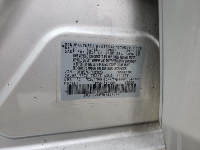 Photo 10 from auction – 2017 NISSAN SENTRA SR with VIN 3N1CB7AP7HY234264