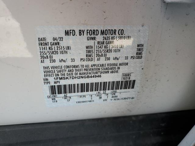 Photo 10 from auction – 2022 FORD EXPLORER X with VIN 1FMSK7DH2NGB44946